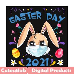 easter day 2021 bunny rabbit face wearing mask, easter svg, happy easter day svg, easter svg, bunny svg, rabbit face svg