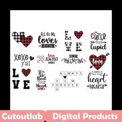 valentine bundle svg, valentine svg, plaid valentine svg, plaid heart svg, xoxo yall svg, love svg, plaid love svg, cute