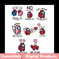 valentine among us svg bundle, valentine svg, valentine impostor, red impostor svg, among us svg, love among us svg, hea