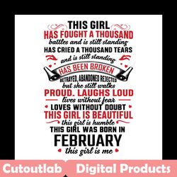 this girl was born in february svg, birthday svg, birthday quote svg, february birthday, february girl svg, february wom