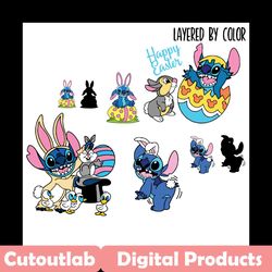 happy easter lilo and stitch svg bundle, easter svg, happy easter svg, easter stitch svg, bunny stitch svg, easter bunny