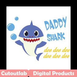 blue daddy shark doo doo doo svg, family svg, daddy shark svg, baby shark svg, daddy svg, dad svg, shark family svg, kid