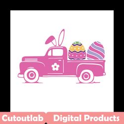 pinky easter truck svg, easter svg, trending svg, rabbit svg, bunny rabbit svg, easter egg svg, pink truck svg, truck sv