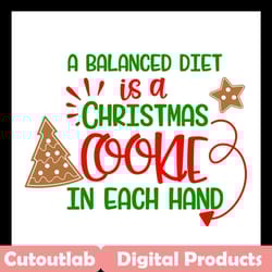 a balanced diet is a christmas cookie in each hand svg, christmas svg, christmas cookie svg, diet svg, merry christmas s