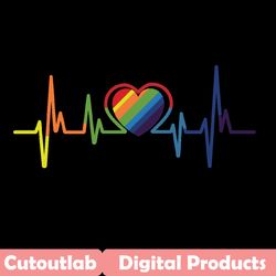 heartbeat svg, heartbeat clipart, rainbow heart, heartbeat,custom file, personalised file, digital file,lgbt svg,gay pri
