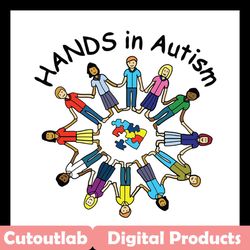 hands in autism svg files for silhouette, files for cricut, svg, dxf, eps, png instant download