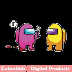 pink imposter among and yellow imposter among svg, trending svg, imposter among svg, funny imposter among svg, game us s