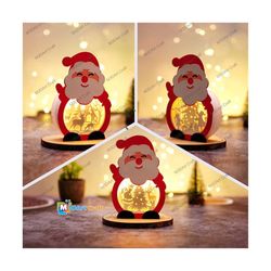 Pack 3 Small Santa Christmas Shadow Box SVG for Cricut Joy, ScanNcut, Cameo4 - Santa Claus Light Box,DIY Christmas Santa