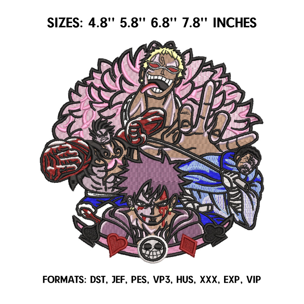 Anime One Piece Embroidery Design File, One Piece Anime Embroidery Design, Machine Embroidery, Anime Pes Design Brother.png