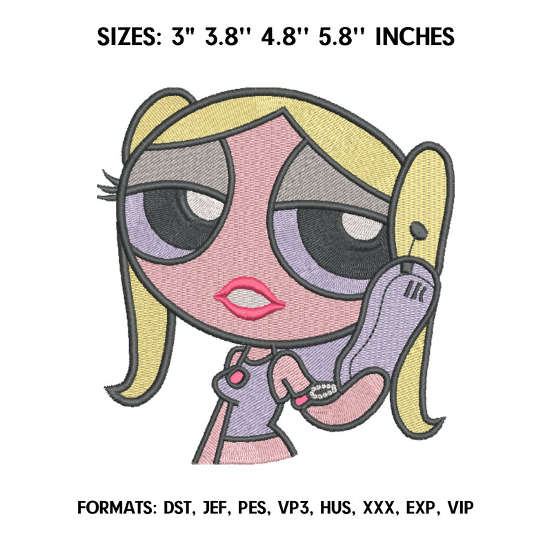 Bubbles Embroidery Design File, The Powerpuff Girls Embroidery Design, Machine embroidery pattern..png