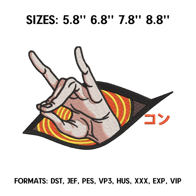 Chainsaw Man Aki Hand Kon Embroidery Design, Chainsaw Man Anime Embroidery Design, Anime Design Pes Brother.png