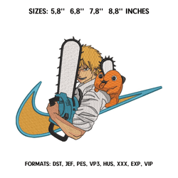 chainsaw man embroidery design file chainsaw man, denji, pochita anime embroidery design machine embroidery pattern.