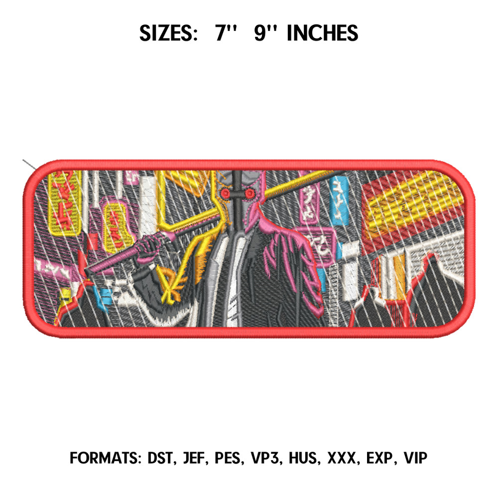 Cyber Samurai Embroidery Design, Machine embroidery file. Japanese style embroidery design. Oni embroidery design.png