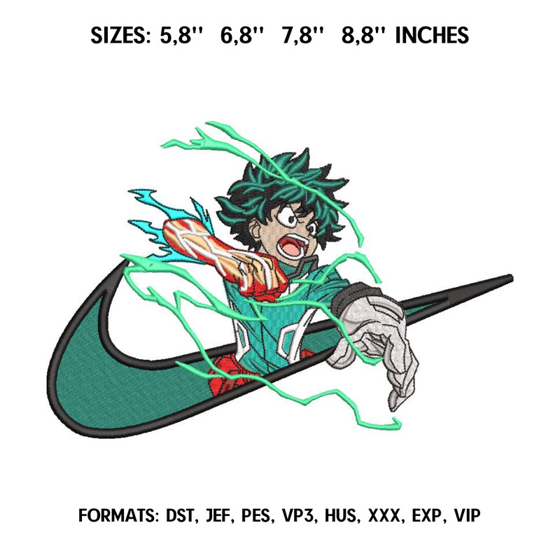 Deku Izuku Midoriya Embroidery Design File My Hero Academia Anime Embroidery Design Machine embroidery pattern..png