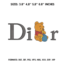 dior pooh embroidery design file dior pooh anime embroidery design dior pooh machine embroidery design pes dst