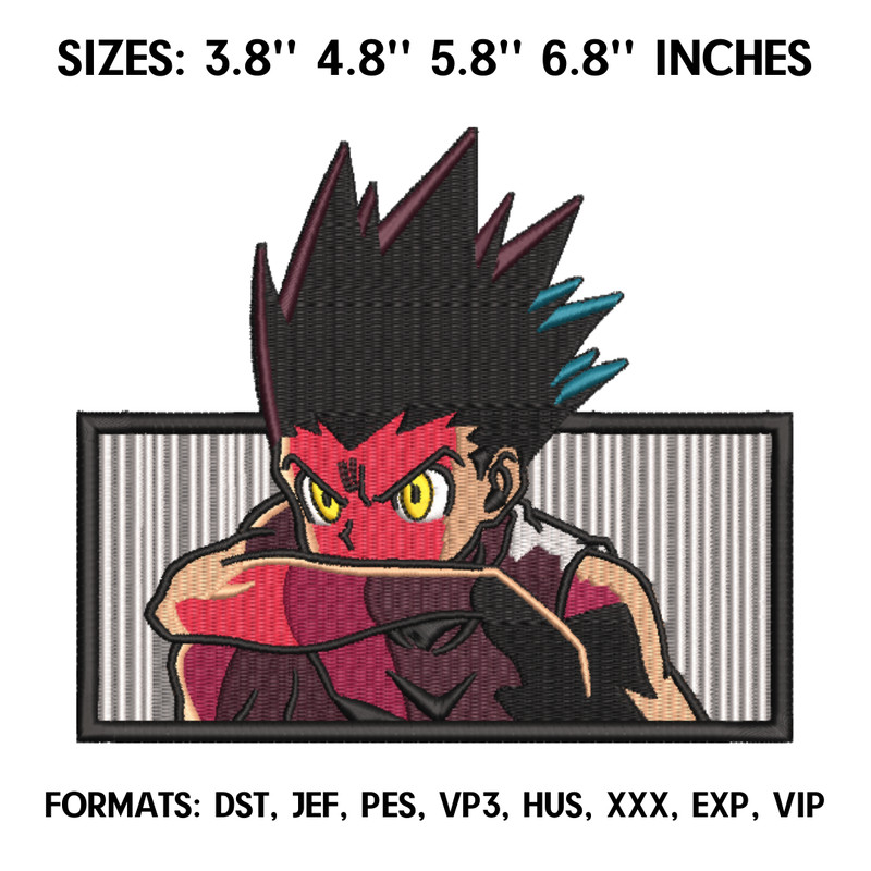 Freecss Gon Embroidery Design File, Hunter x Hunter Anime Embroidery Design, Machine Design Pes Dst. Anime Gon Freecss.png