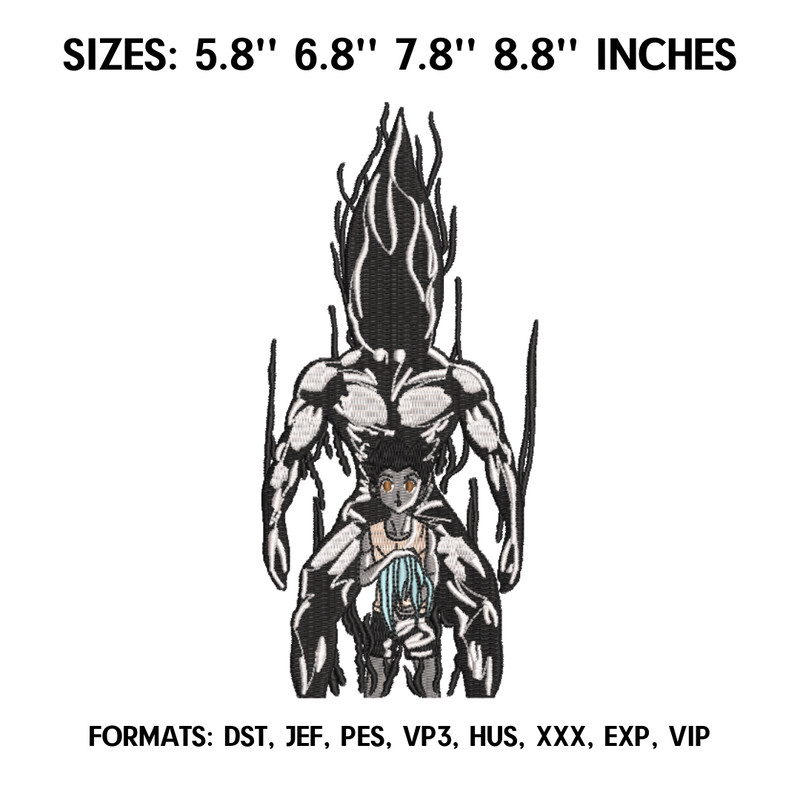 Freecss Gon Embroidery Design File, Hunter x Hunter Anime Embroidery Design, Machine Design Pes Dst. Anime Inspired.png