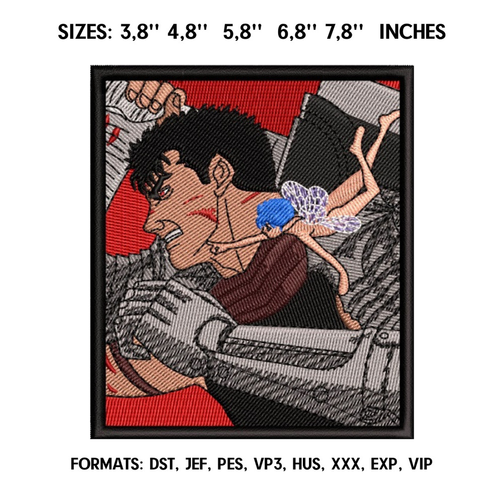 Guts Berserk and Elf Embroidery Design File Berserk Anime Embroidery Design Berserk Guts embroidery design.png