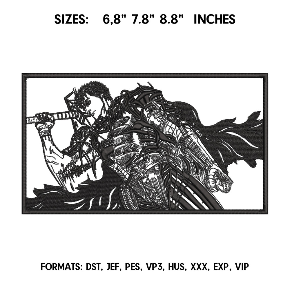 Guts Berserk Embroidery design file. Anime Berserk embroidery design. Machine embroidery file, Anime Pes Design Brother 1.png