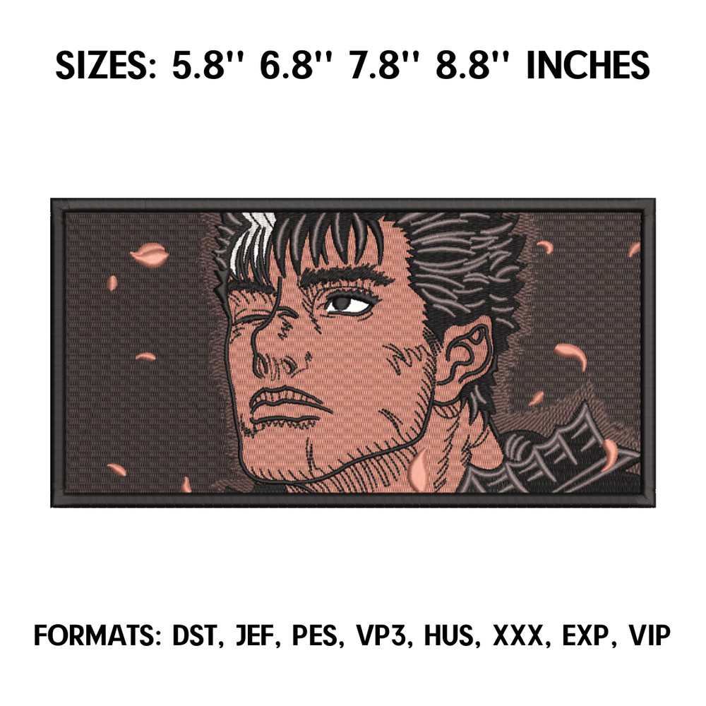 Guts Berserk Embroidery design file. Anime Berserk embroidery design. Machine embroidery file, Anime Pes Design Brother 2.png