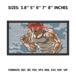 hanma baki embroidery design file, baki hanma anime embroidery design, machine embroidery dst. nike baki the grappler 4
