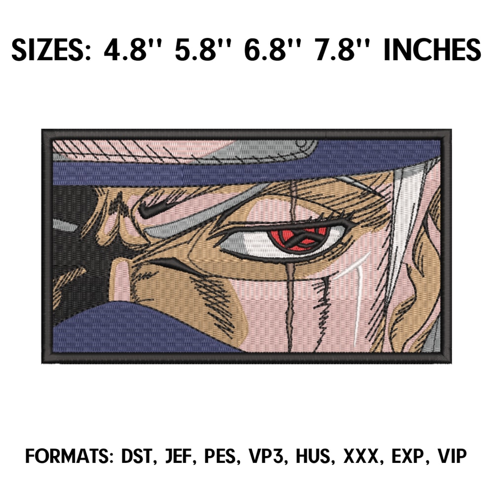 Hatake Kakashi Embroidery Design File Pes, Anime design Naruto, Embroidery Pattern. Anime Naruto art, Anime Pes Design 2.png