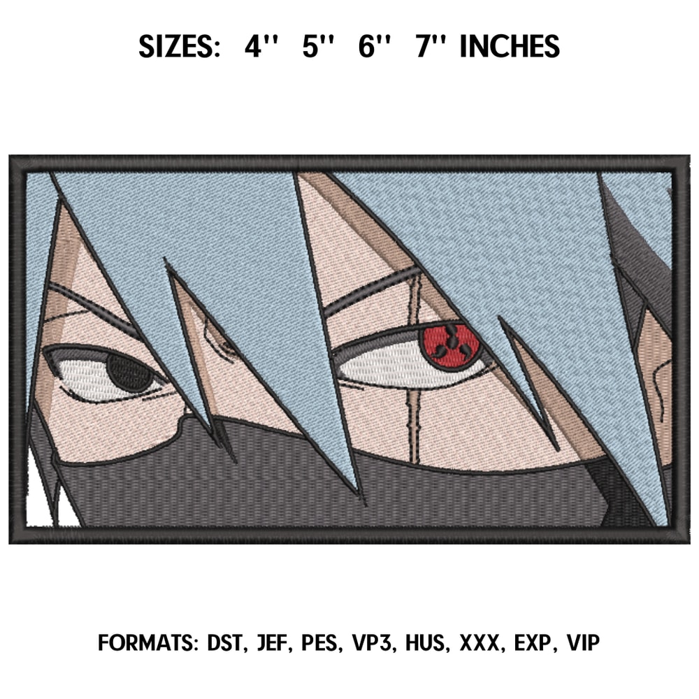 Hatake Kakashi Embroidery Design File Pes, Anime design Naruto, Embroidery Pattern. Anime Naruto art, Anime Pes Design.png