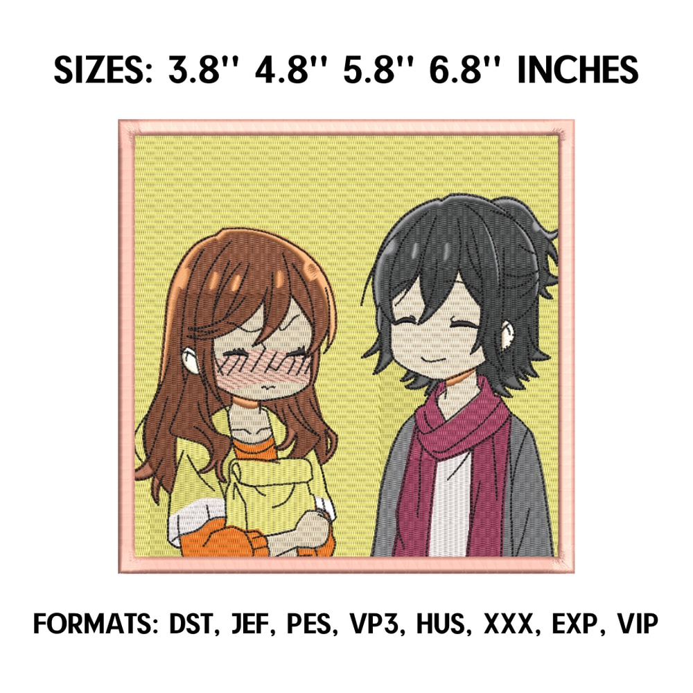 Hori and Miyamura Embroidery Design File, Horimiya Anime Embroidery Design, Machine embroidery, Anime Pes Design.png