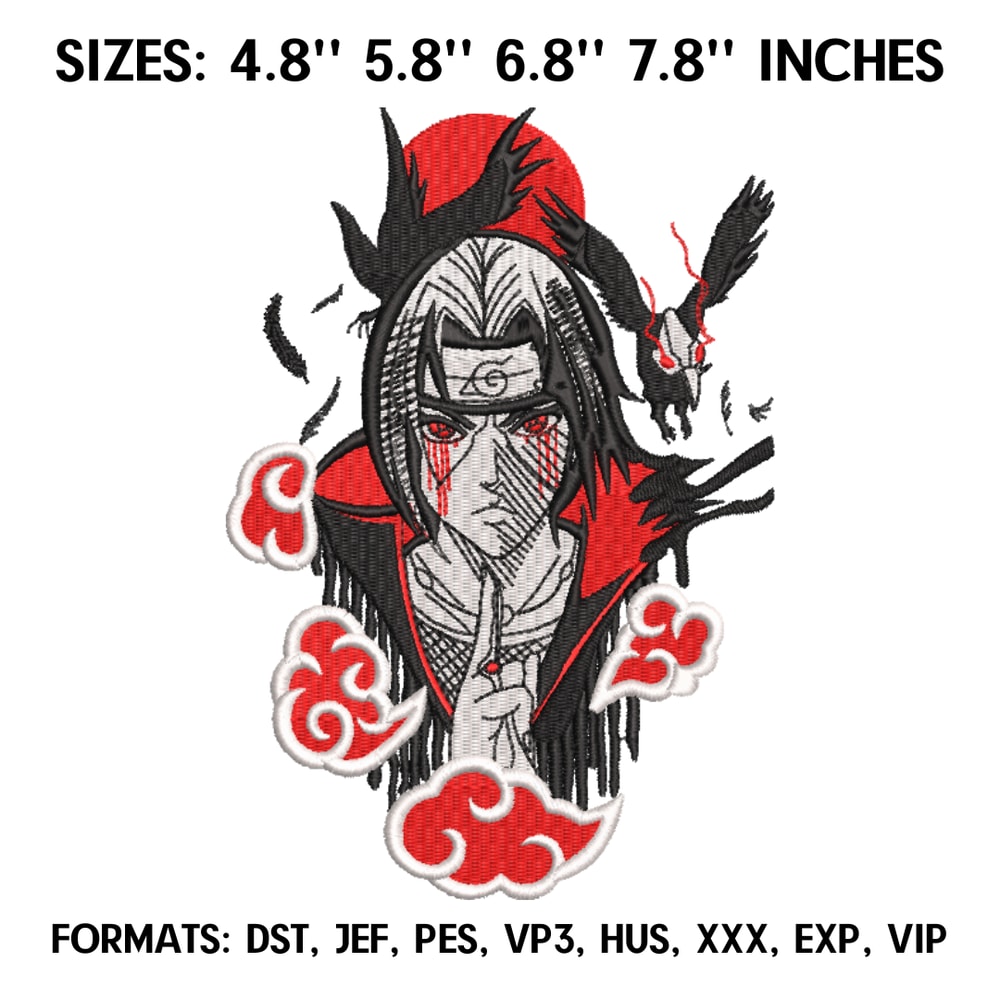 Itachi Embroidery Design File Naruto Anime Embroidery Design Machine Design Pes Dst. Itachi Uchiha embroidery pes.png