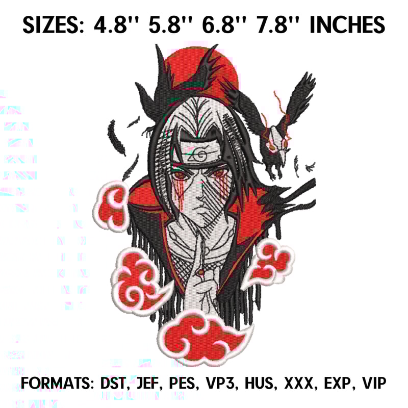 Itachi Embroidery Design File Naruto Anime Embroidery Design Machine Design Pes Dst. Itachi Uchiha embroidery pes.png