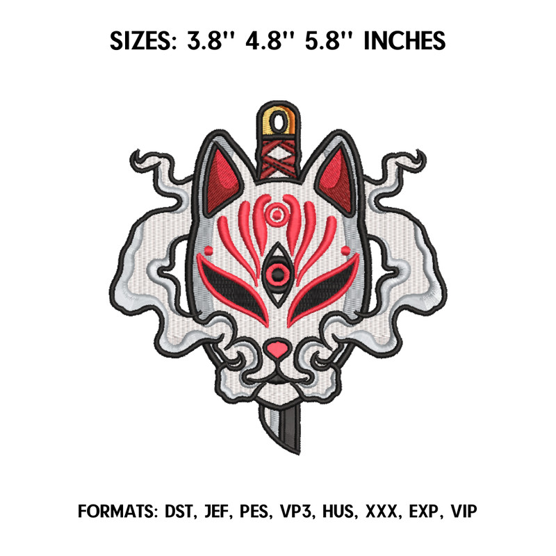 Japanese Anbu Mask Embroidery Design File, Naruto Anime Embroidery Design, Machine embroidery, Anime Pes Design Naruto.png