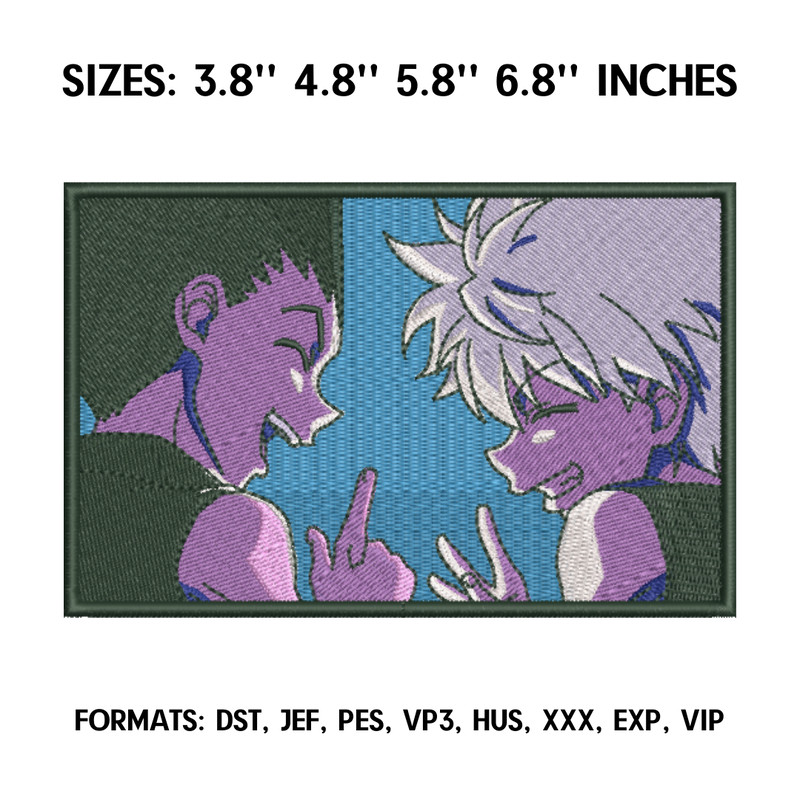 Killua and Gon Embroidery Design File, Hunter x Hunter Anime Embroidery Design, Machine Embroidery, Gon Embroidery.png