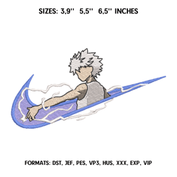 killua embroidery design file hunter x hunter anime embroidery design machine  design pes dst. nike killua zoldyck 1