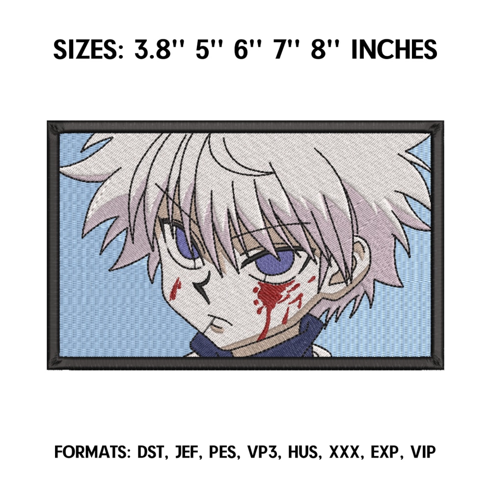 Killua Embroidery Design File, Hunter x Hunter Anime Embroidery Design, Machine Design Pes Dst, Anime Pes Brother 1.png