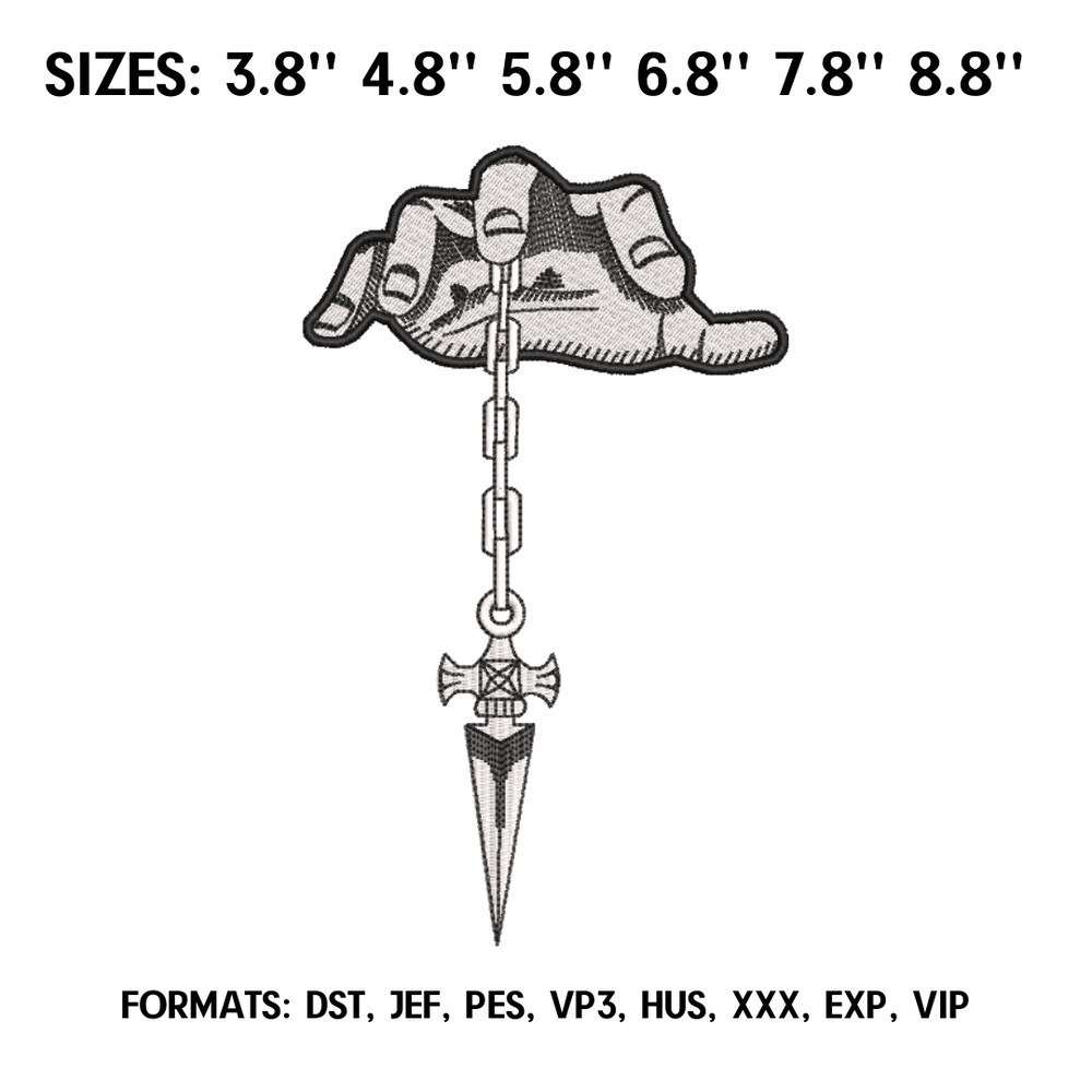 Kurapika chains Embroidery Design File, Hunter x Hunter Anime Embroidery Design, Anime Pes Design. Kurapika red eyes.png