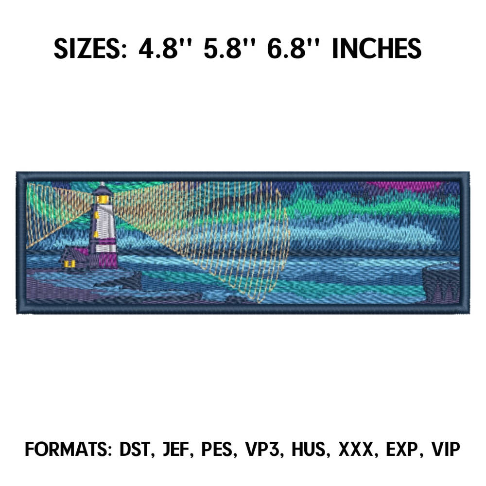 Lighthouse and Northern Lights Embroidery Design File Pes, Art Embroidery design, Art Design.png