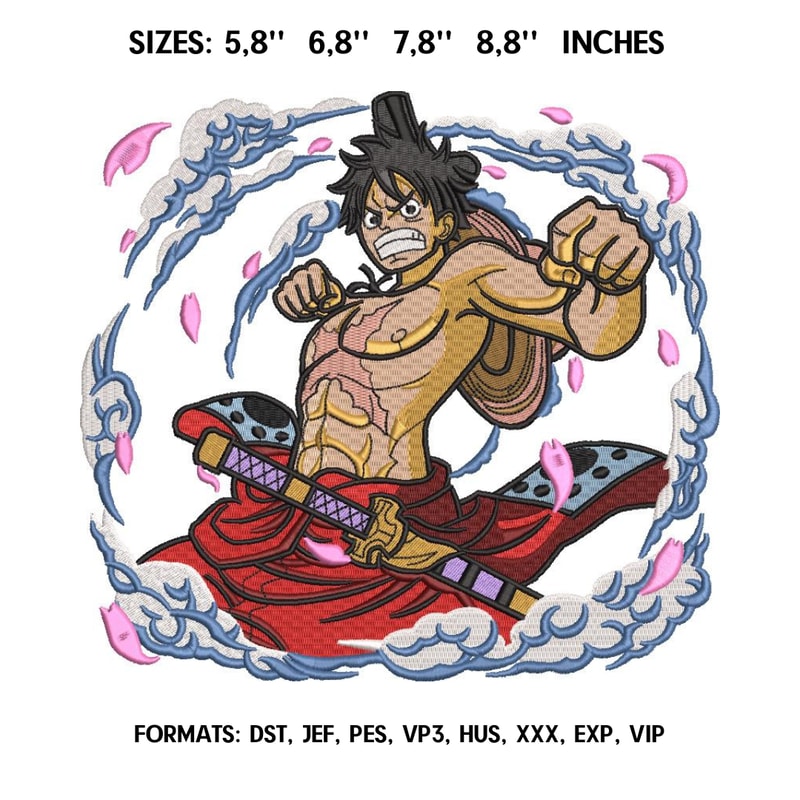 Luffy Embroidery Design File One piece Anime Embroidery Design Machine Design Pes Dst. Monkey D Luffy embroidery pes 1.png