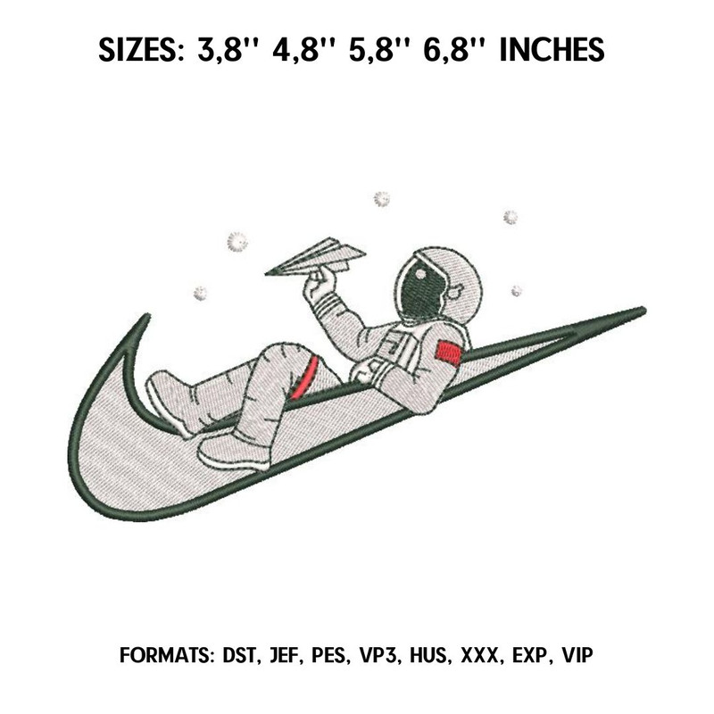 Nike Astronaut Embroidery design file pes. Swoosh letter embroidery design. Machine embroidery pattern, Logo embroidery.jpg