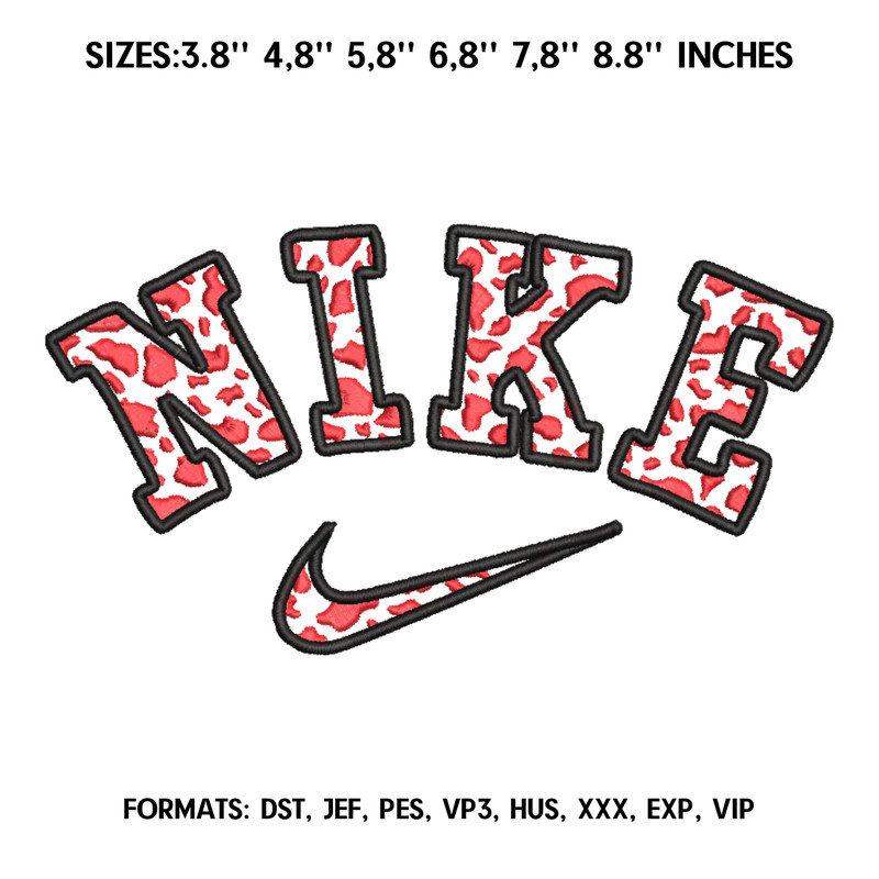 Nike Cow Embroidery design file pes. Machine embroidery design. Machine embroidery pattern, Nike Logo embroidery design.png