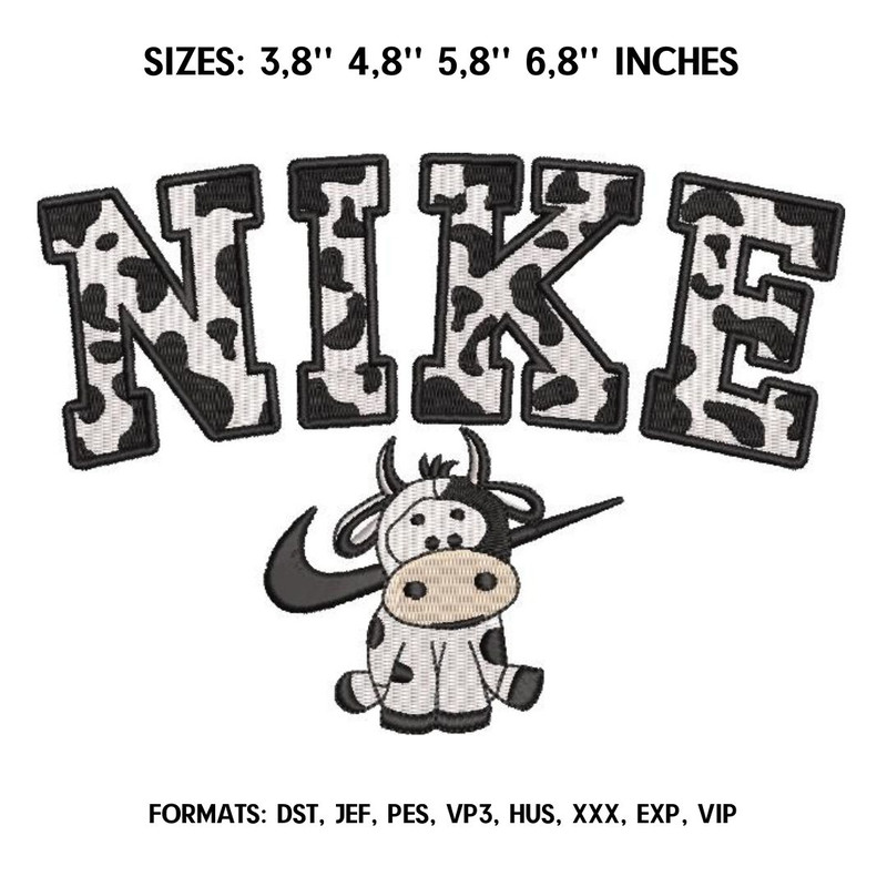 Nike Cow Embroidery design file pes. Machine embroidery design. Machine embroidery pattern, Cow embroidery pes file.jpg
