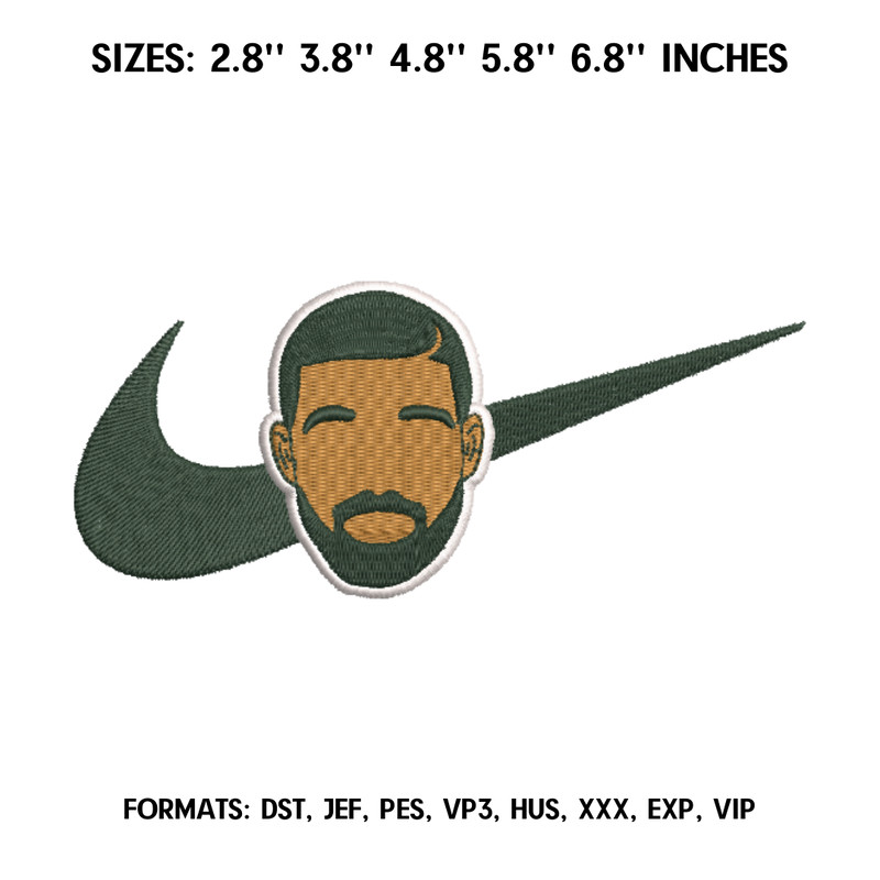 Nike Drake Embroidery Design File, Music Embroidery Design, Machine embroidery pattern..png