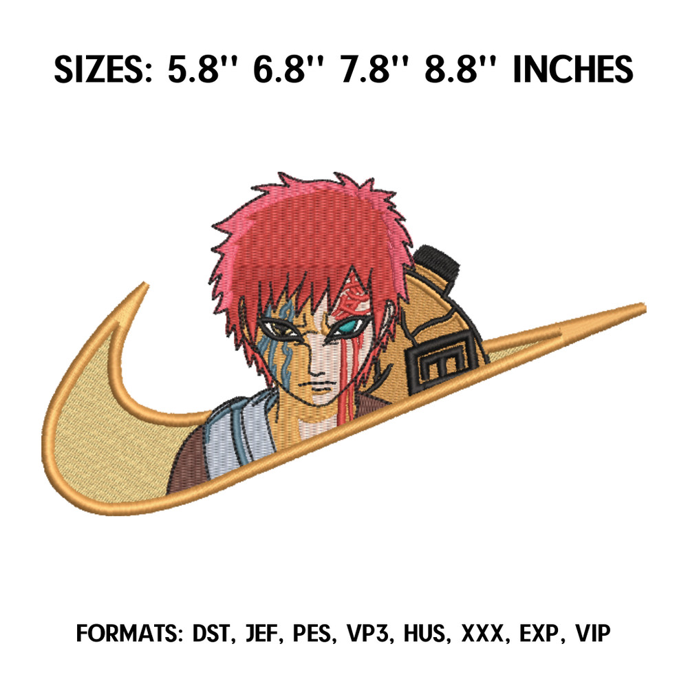 Nike Gaara Embroidery Design File, Naruto Anime Embroidery Design, Anime Pes Design Brother, Kazekage Gaara Anime Design 1.png