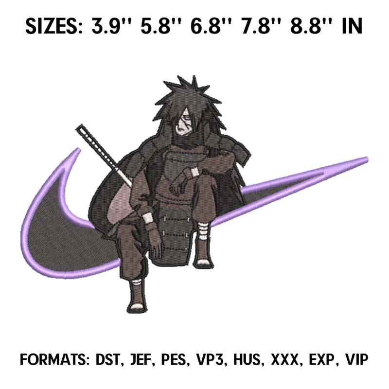 Nike Madara Embroidery design file pes. Anime Naruto embroidery design. Machine embroidery pattern, Swoosh embroidery.png
