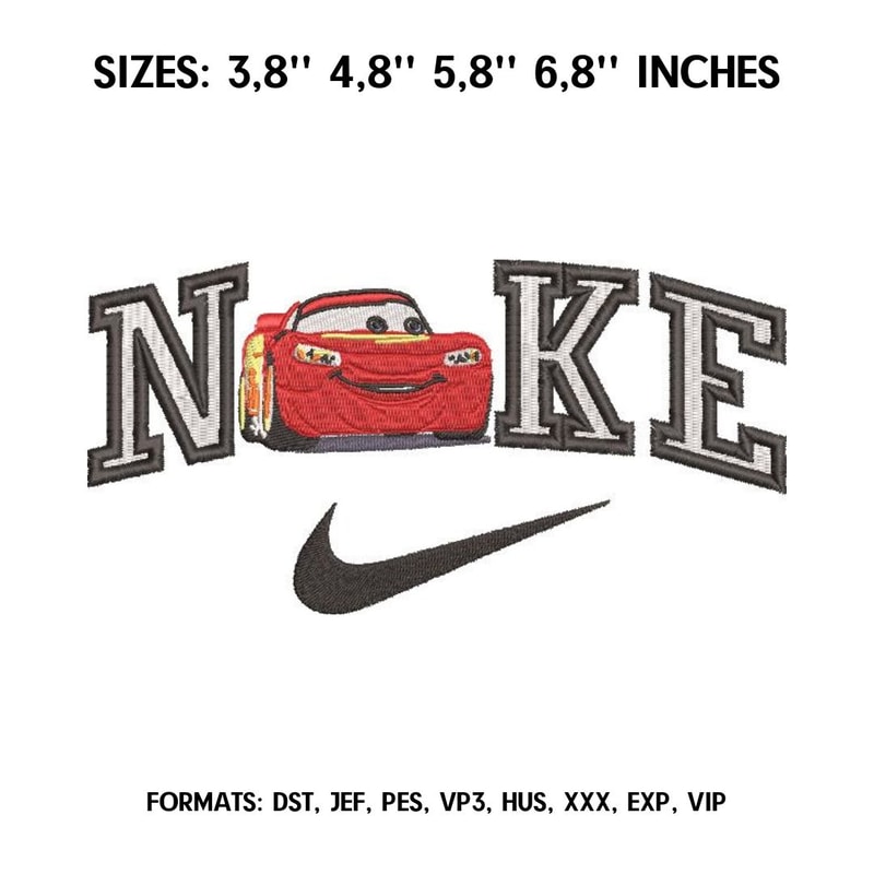 Nike Mcquinn Embroidery design file pes. Cars anime embroidery design. Machine embroidery pattern, Nike embroidery.jpg