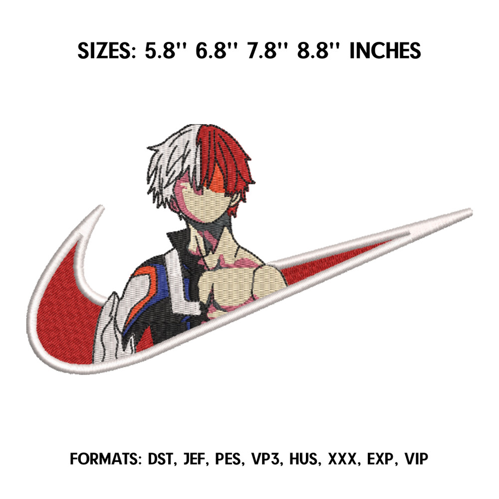 Nike Shoto Todoroki Embroidery Design File, My Hero Academia Anime Embroidery Design, Machine embroidery pattern..png