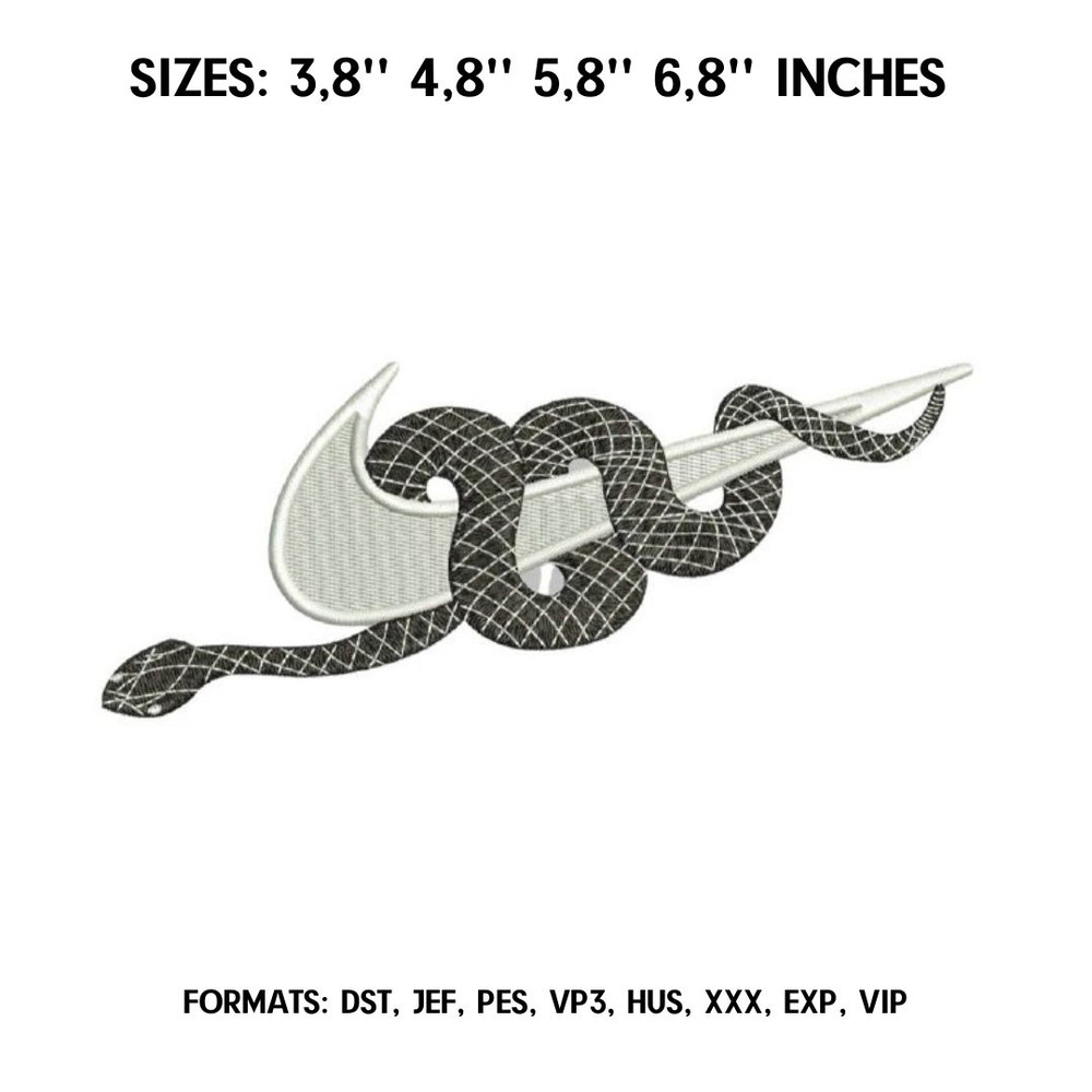Nike Snake Embroidery design file pes. Anime embroidery design. Machine embroidery pattern, Animal embroidery.jpg
