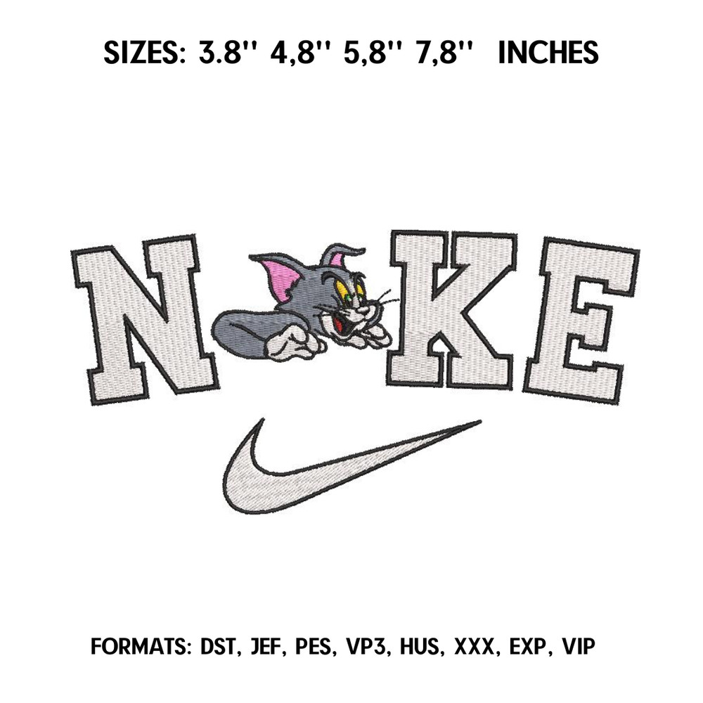 Nike Tom Embroidery Design File Tom and Jerry Anime Embroidery Design Nike Logo Machine Embroidery Design Pes Dst.png