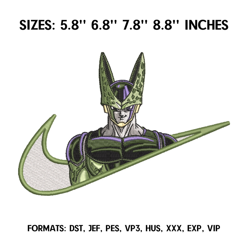 Perfect Cell Embroidery Design File, Dragon Ball Anime Embroidery Design, Anime Pes Design Brother, Machine embroidery.png