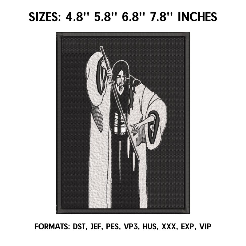 Retsu Unohana Embroidery design file pes. Bleach embroidery design. Machine embroidery, Anime embroidery design.png