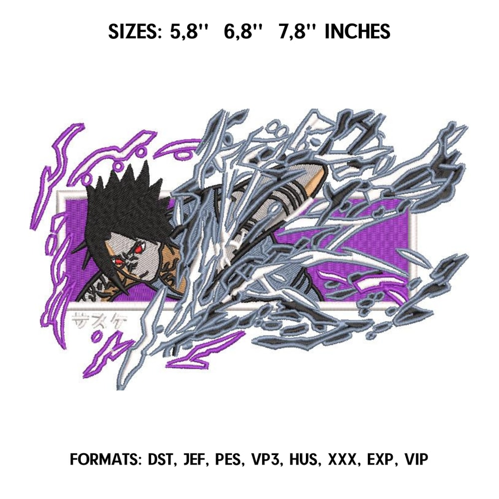 Sasuke and KirinAnime Embroidery Design Anime design Embroidery Pattern Design PES DST Format.png
